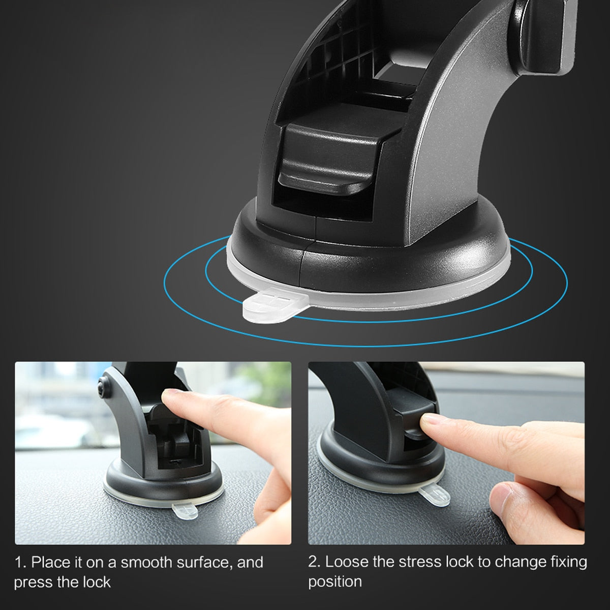 Telescopic Car Phone Holder with Dashboard Suction Cup