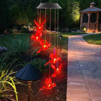 Solar Cardinal Wind Chime with LED Light - Outdoor Garden Decor