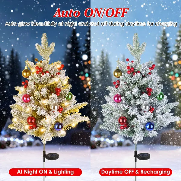 2Pcs Solar Powered Lighted Christmas Tree