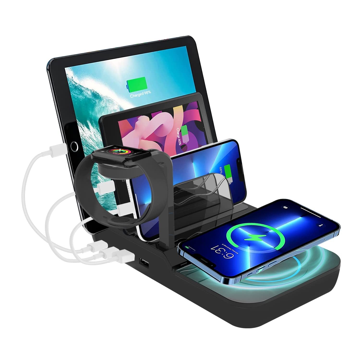 5 In 1 Fast Charging Dock For IPad, IPhone,Tablets,Kindle