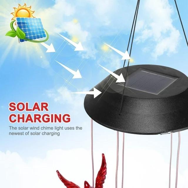 1 Outdoor Solar Flame Bird Wind Chime Light