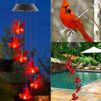 Solar Cardinal Wind Chime with LED Light - Outdoor Garden Decor