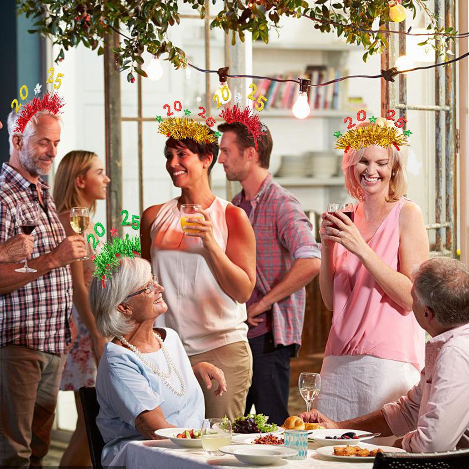 5 Packs Christmas Headbands 2025 New Year Hairband