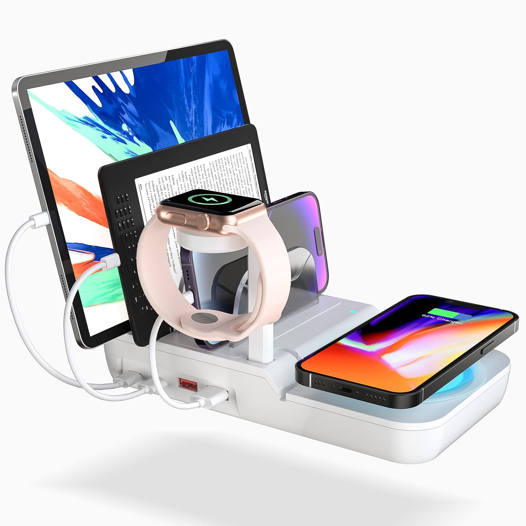 5 In 1 Fast Charging Dock For IPad, IPhone,Tablets,Kindle