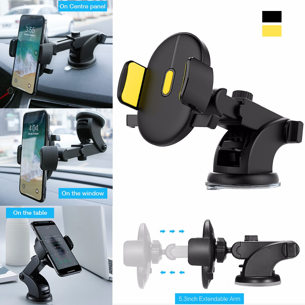 Telescopic Car Phone Holder with Dashboard Suction Cup