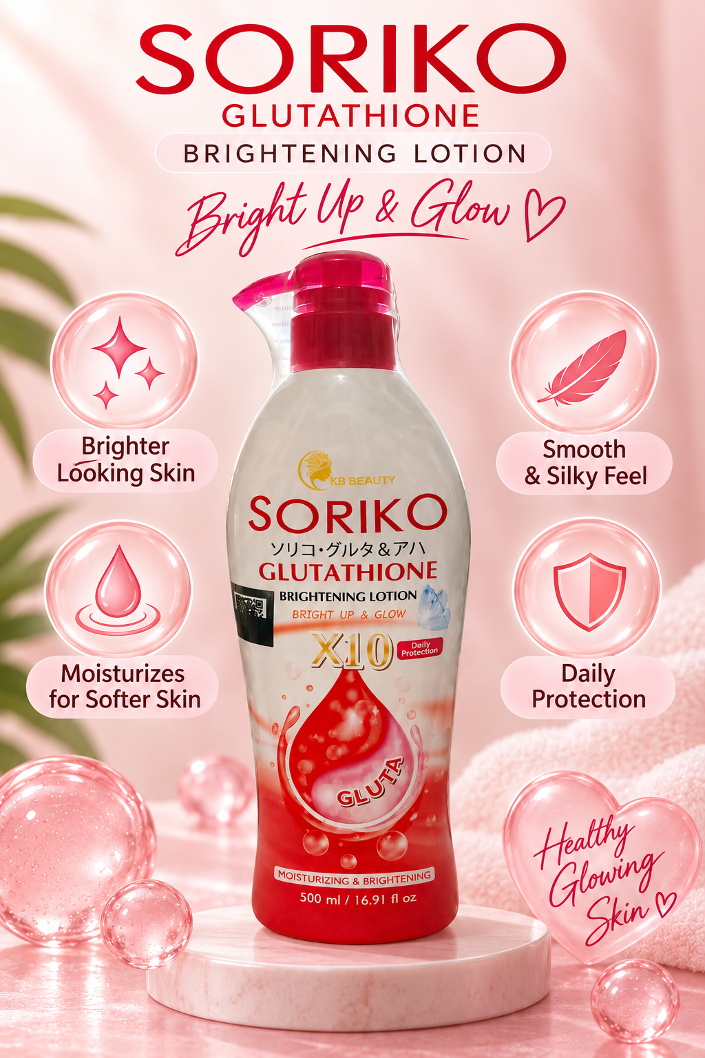 SORIKO Vitamin C & Glutathione Body Lotion (500 ml) – Daily Radiance & Protective Moisture