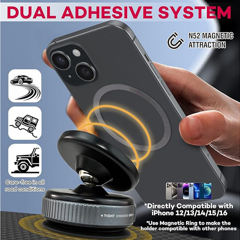 Car Phone Holder, Upgraded 360° Adjustable Vacuum Suction 20X Magnets