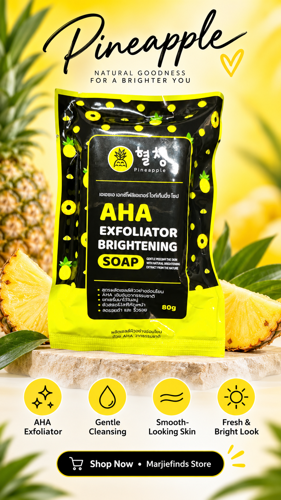 TB Thana Boworn Pineapple AHA Exfoliating Soap Bar (80g)