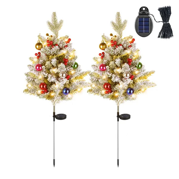 2Pcs Solar Powered Lighted Christmas Tree