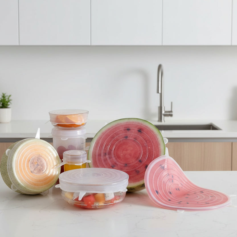 Silicone Stretch Lids 6-Pack - Reusable Airtight Food Covers