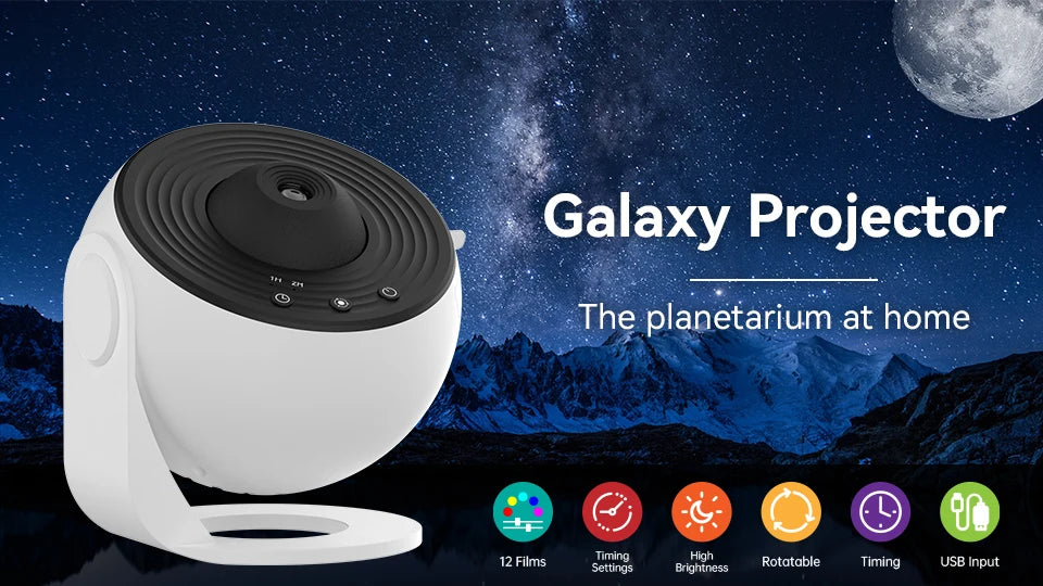 Galaxy Projector Night Light - 360° Starry Sky Planetarium Lamp