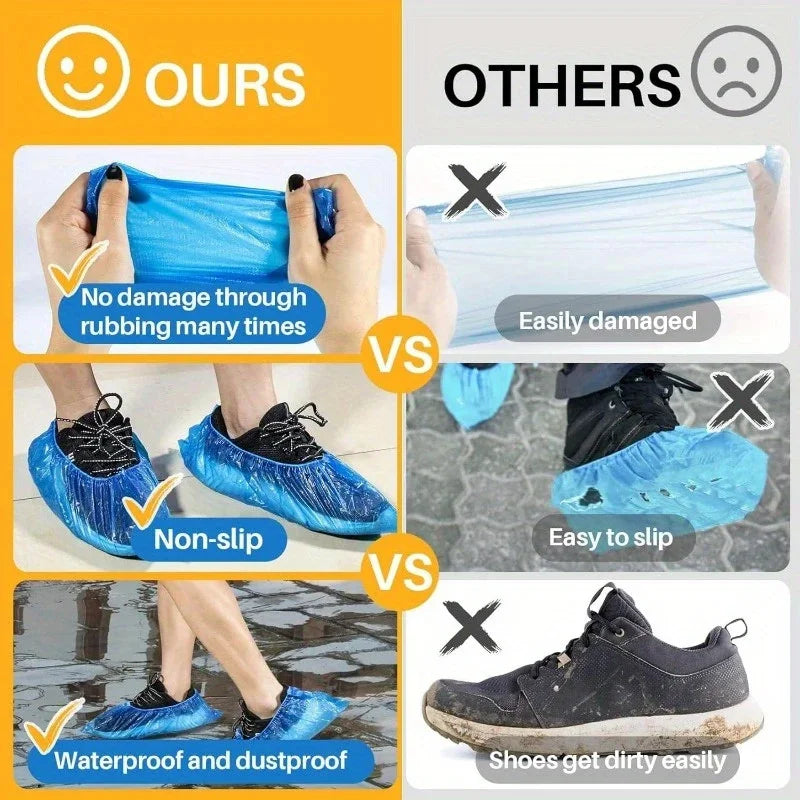 Disposable Shoe Covers - 100 Pack Non-Slip Dust-Proof Protectors
