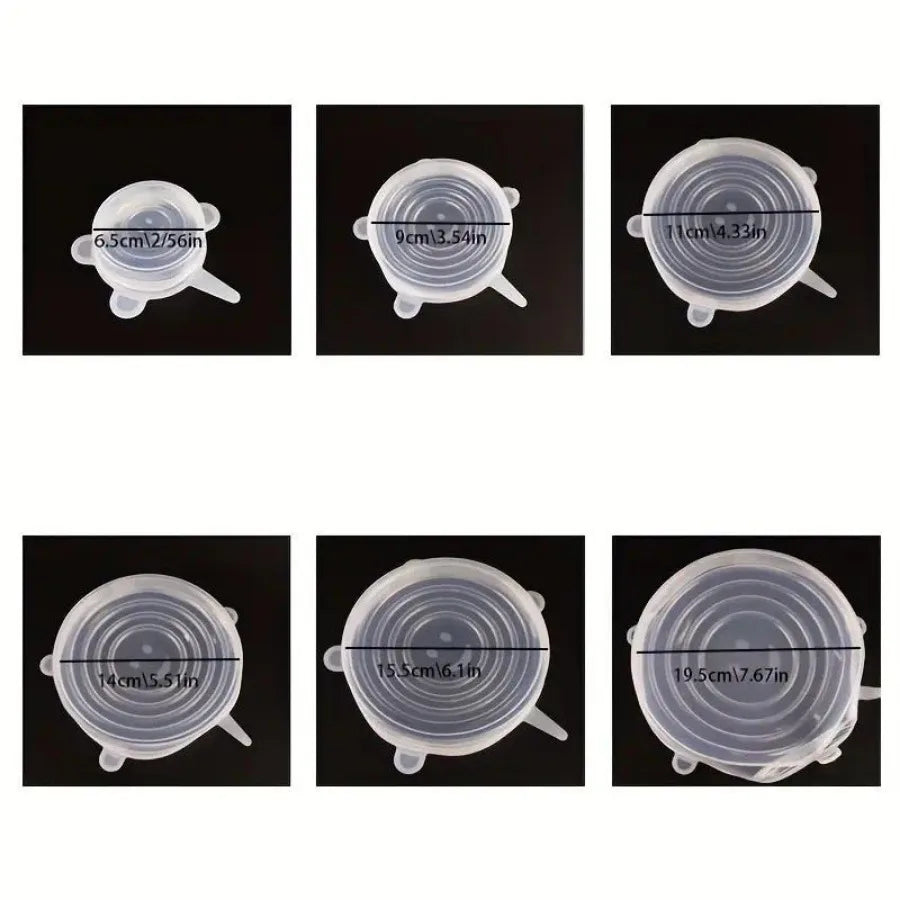 Silicone Stretch Lids 6-Pack - Reusable Airtight Food Covers