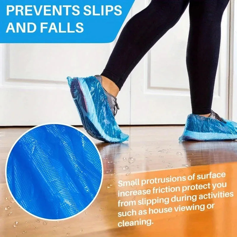 Disposable Shoe Covers - 100 Pack Non-Slip Dust-Proof Protectors