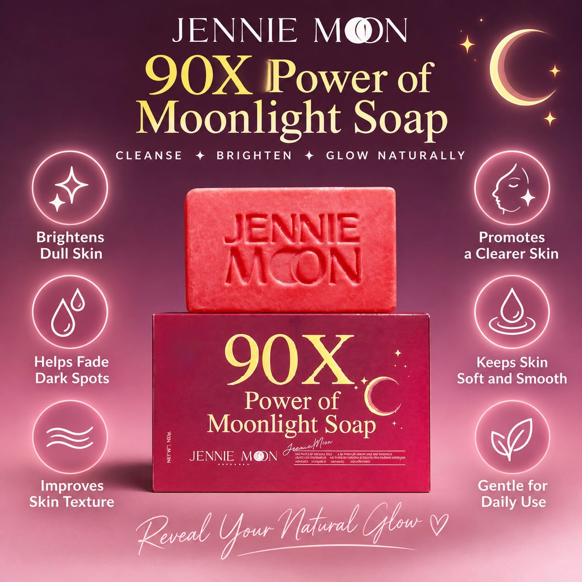 Jennie Moon 90x Power of Moonlight Brightening & Cleansing Soap Bar, 160g