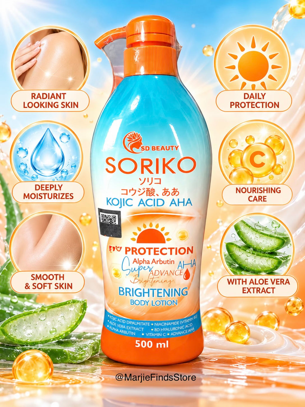 Soriko Kojic Acid AHA Daily Body Lotion – Hydration & Glow Formula