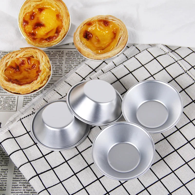 Portuguese Egg Tart Molds - 10-Pack Aluminum Baking Cups