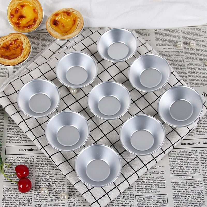Portuguese Egg Tart Molds - 10-Pack Aluminum Baking Cups