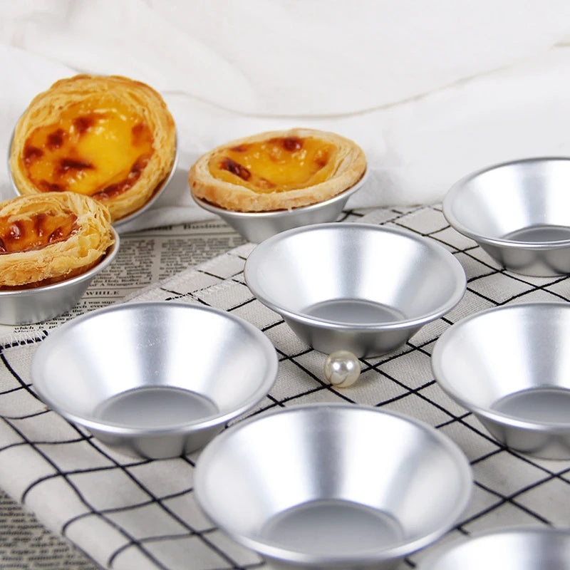 Portuguese Egg Tart Molds - 10-Pack Aluminum Baking Cups