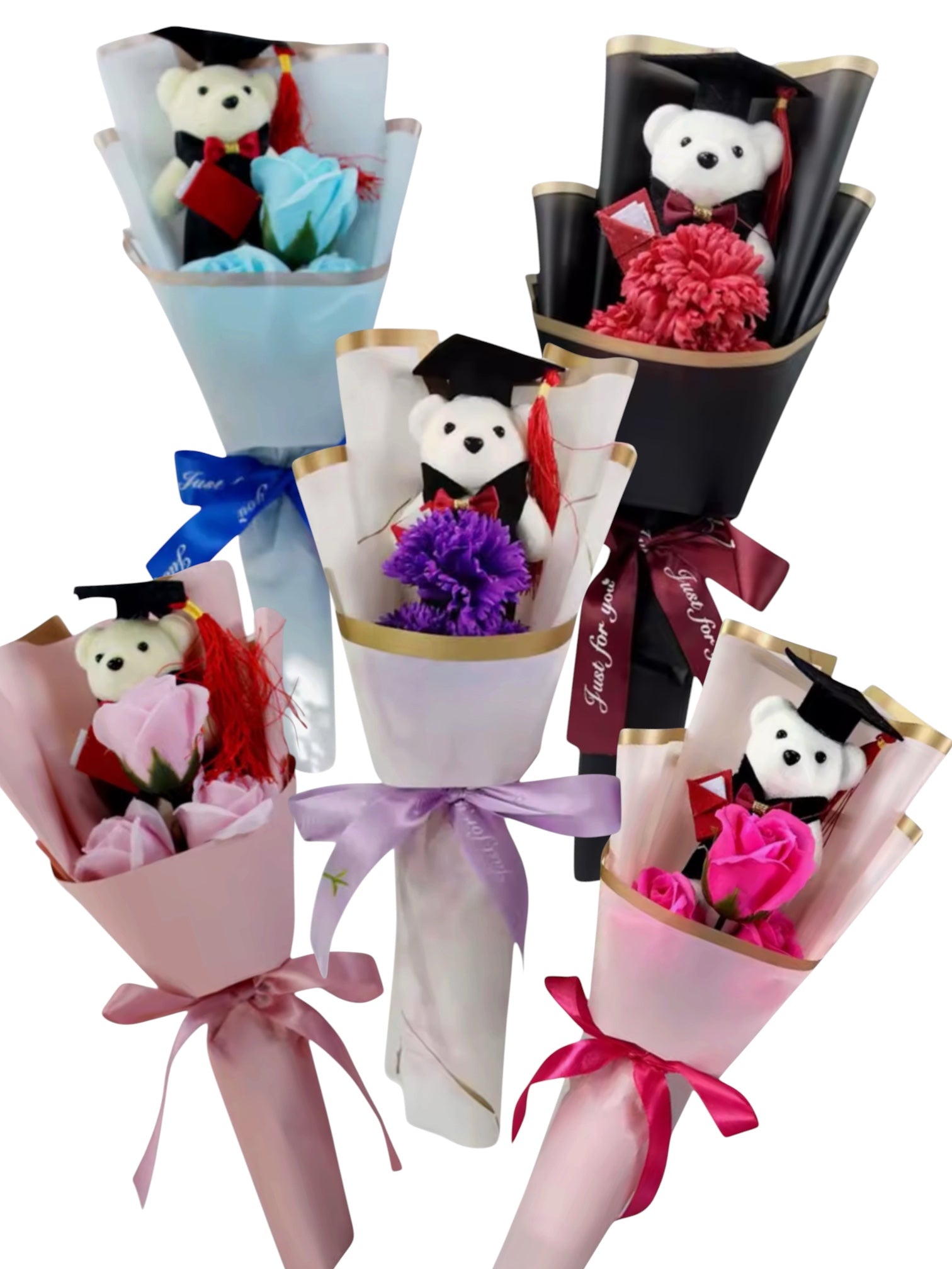 Graduation Gift Bear Flower Bouquet