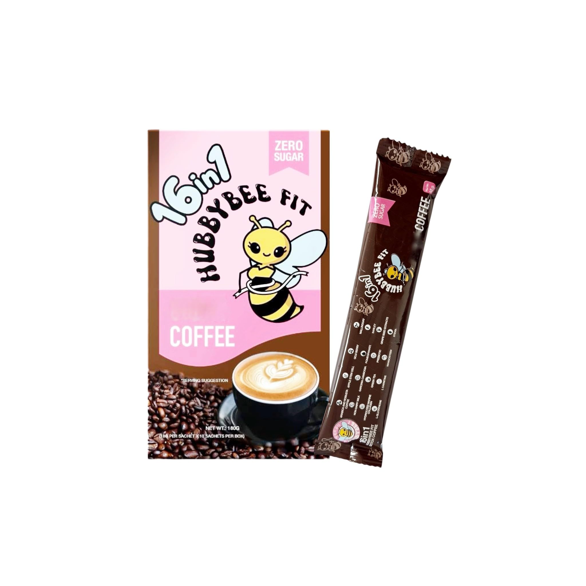 HubbyBee Fit 16-in-1 Premium Coffee Blend with Collagen & Superfoods (10 Sachets)