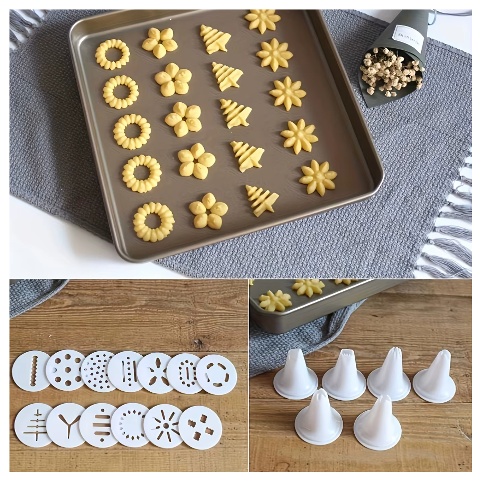 Cookie Press Set – 1 Set with Plastic Press Gun & Accessories