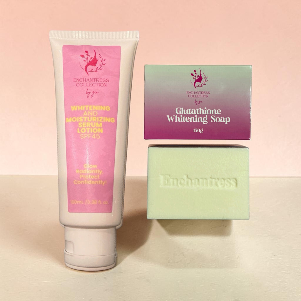 Enchantress Glow Combo – Moisturizing Serum SPF 45 + Glutathione Soap