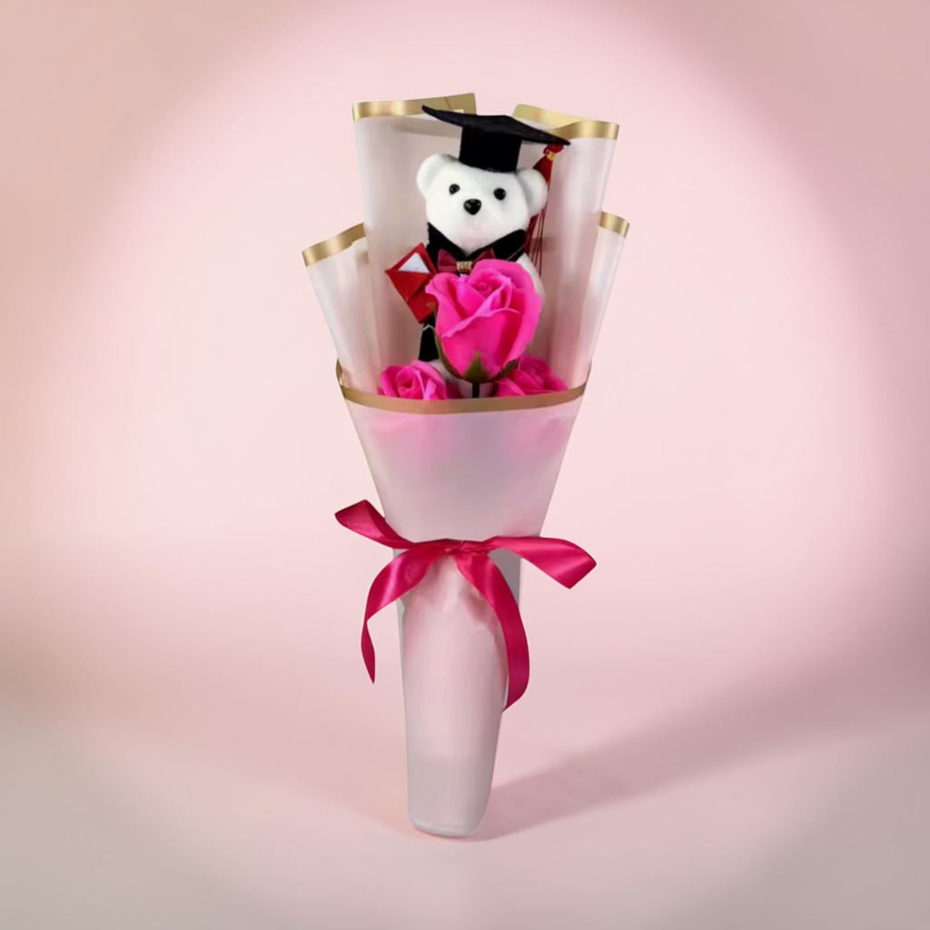 Graduation Gift Bear Flower Bouquet