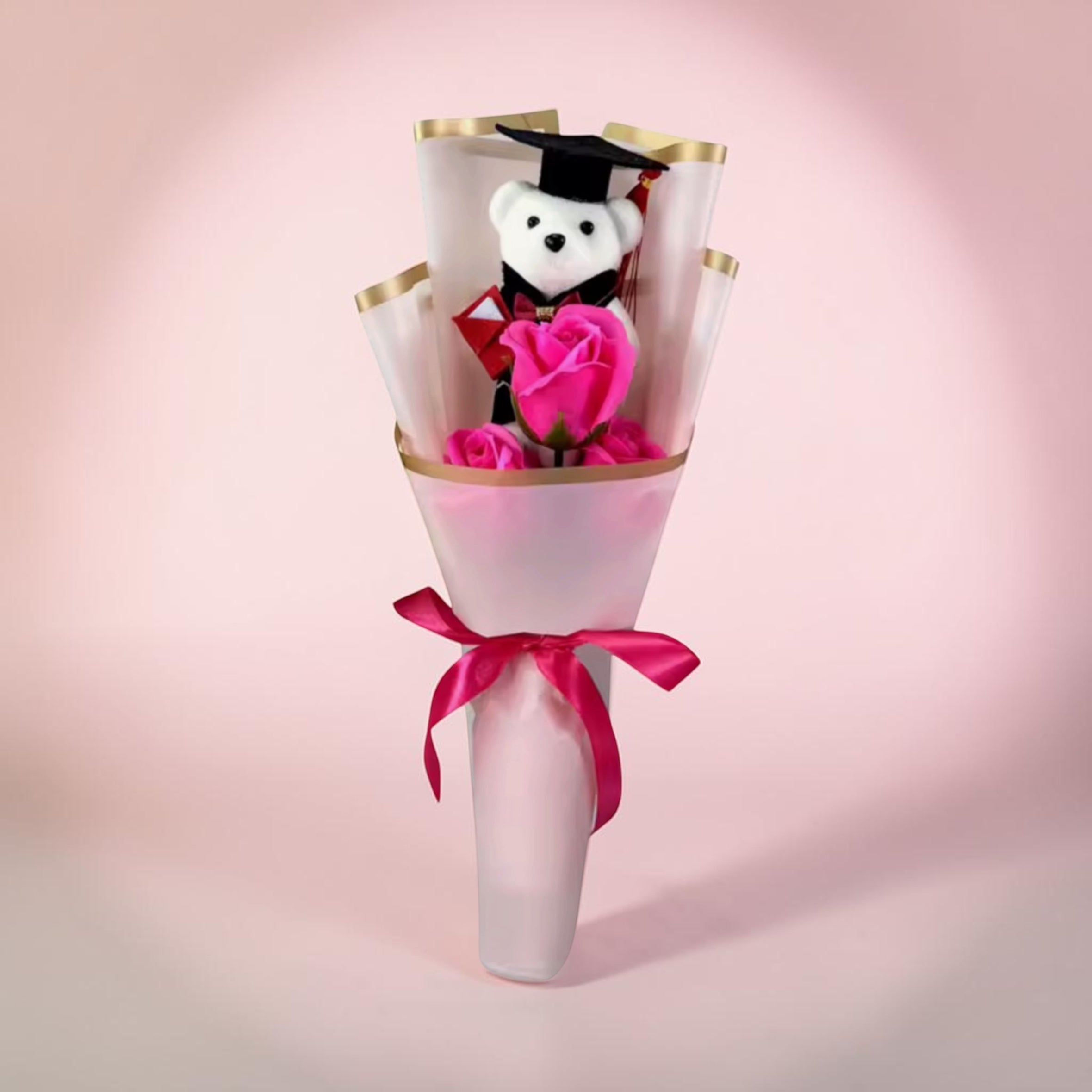Graduation Gift Bear Flower Bouquet