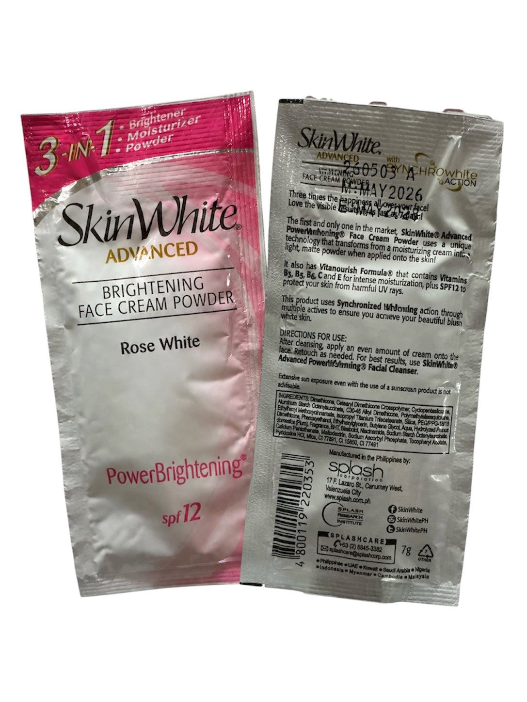 SkinWhite Face Cream Powder – Matte Finish | Niacinamide & Vitamin C | Bundle of 3 (7g)