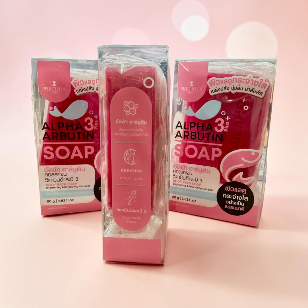 Precious Skin Thailand Alpha Arbutin 3+ Collagen Brightening Soap (80g) ✨ Glow Face & Body Bar