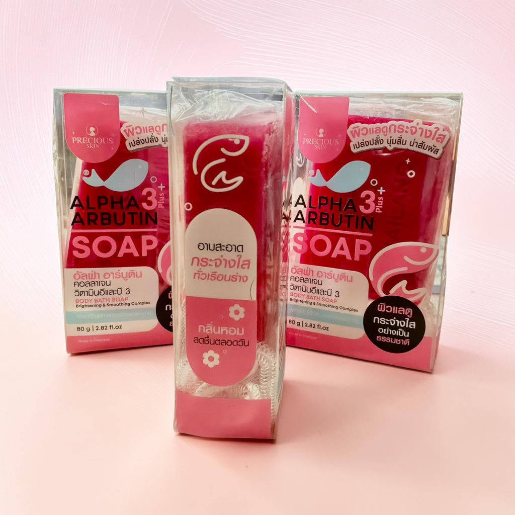 Precious Skin Thailand Alpha Arbutin 3+ Collagen Brightening Soap (80g) ✨ Glow Face & Body Bar