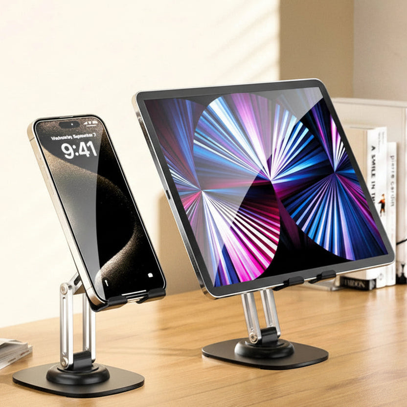 Universal Tablet & Phone Stand - 360° Adjustable Desk Mount with Detachable Arm