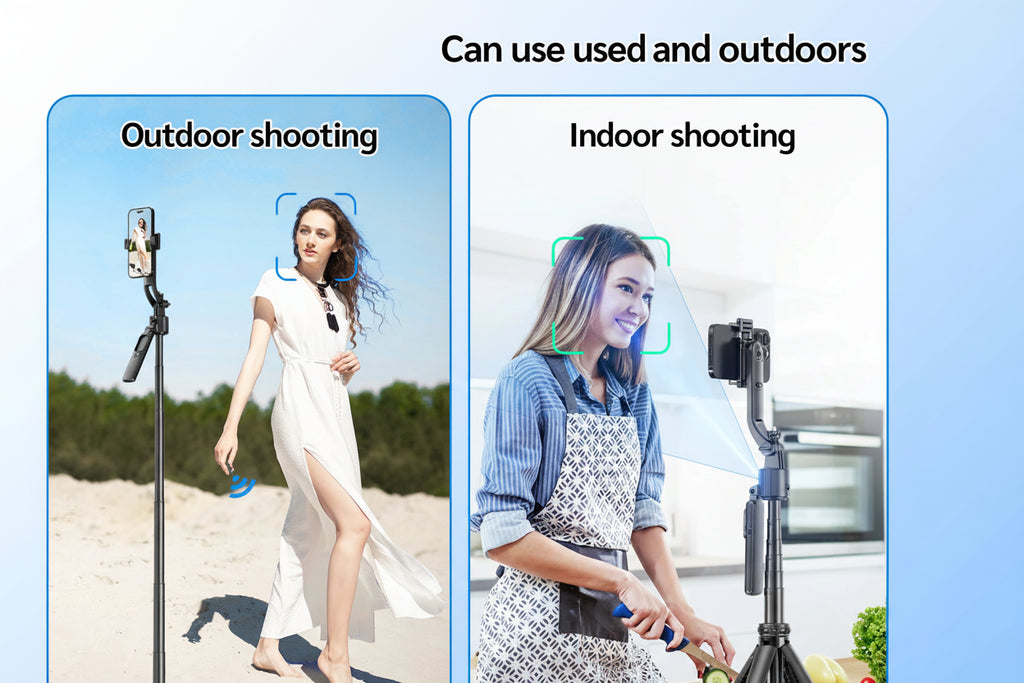 AI Tracking Selfie Stick Tripod with 360° Rotation & Bluetooth Remote - 5.4ft Extendable