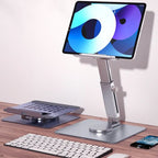 Aluminum Tablet Stand - 360° Rotating Adjustable Desk Holder for iPad & Tablets (4-14 Inch)