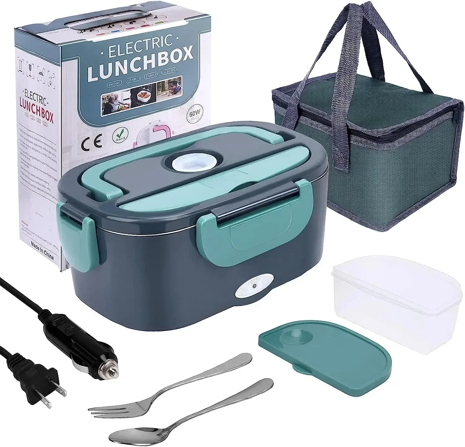 Electric Lunch Box Food Warmer - 1.5L Portable Heater for Car & Home
