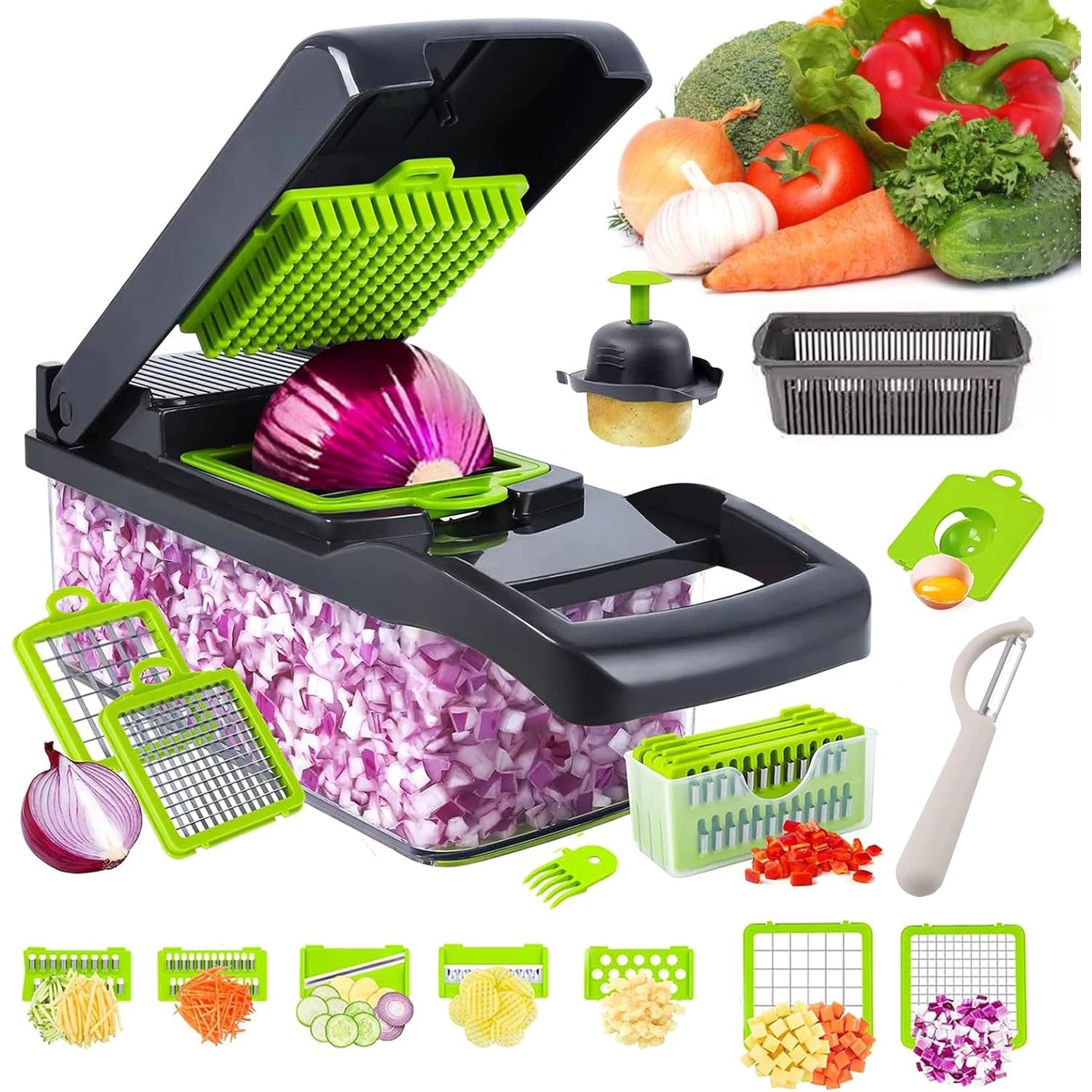 16-in-1 Professional Kitchen Chopper - Multifunctional Vegetable Slicer & Dicer