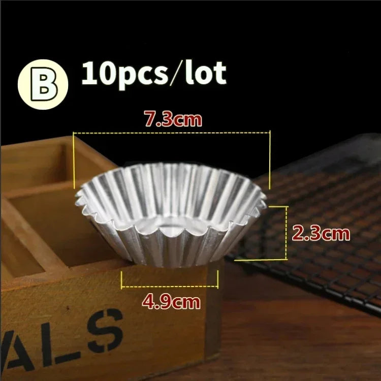 Portuguese Egg Tart Molds - 10-Pack Aluminum Baking Cups