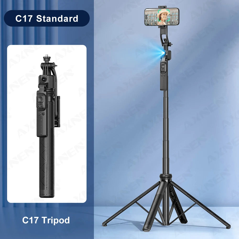 64-Inch Tripod Selfie Stick with 360° Auto-Rotation & Face Tracking - Bluetooth Remote