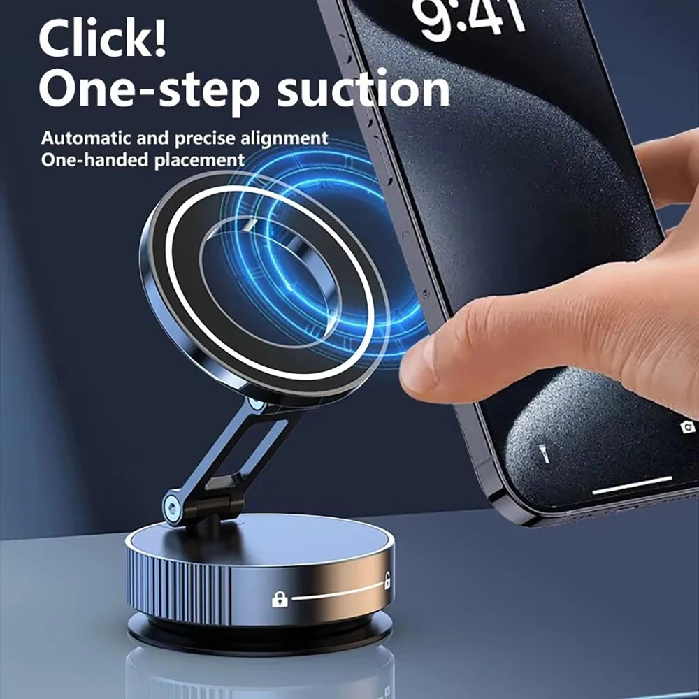 Magnetic Car Phone Mount - Suction Cup with Foldable Stand