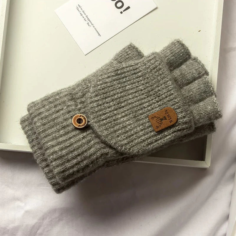 Unisex Knitted Fingerless Gloves - Winter Hand Warmers