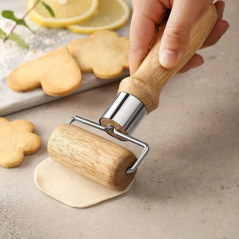 Wooden Rolling Pin - Single-Handle Dough Roller for Baking