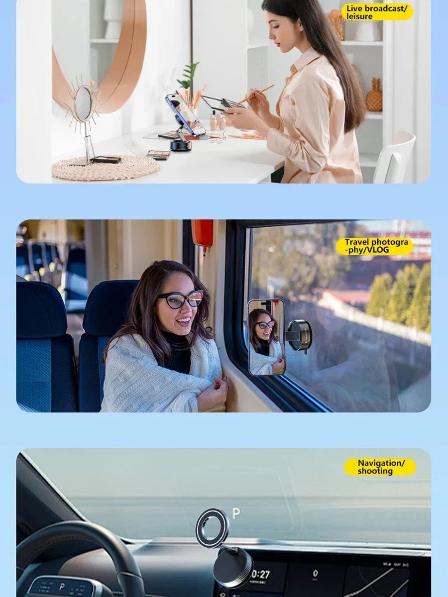 Magnetic Car Phone Mount - Suction Cup with Foldable Stand