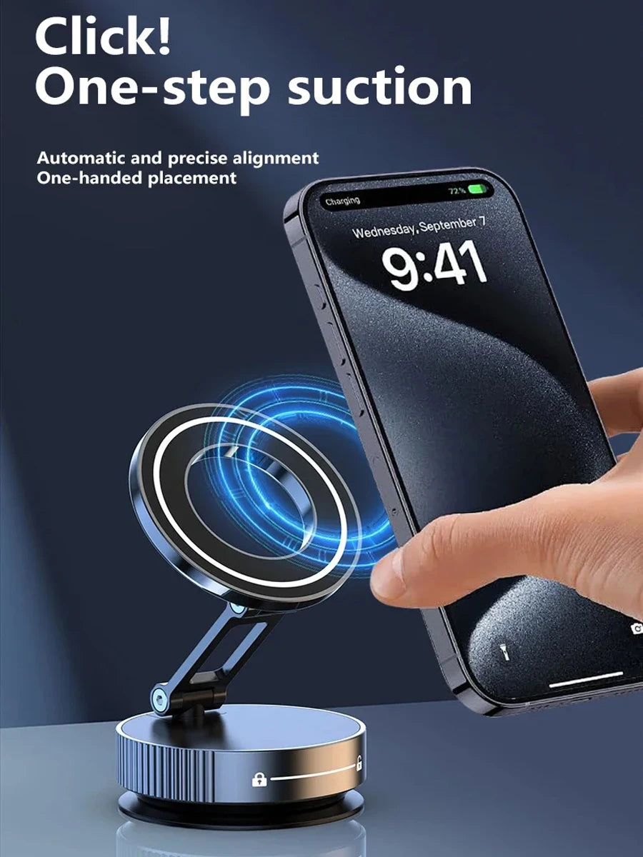 Magnetic Car Phone Mount - Suction Cup with Foldable Stand