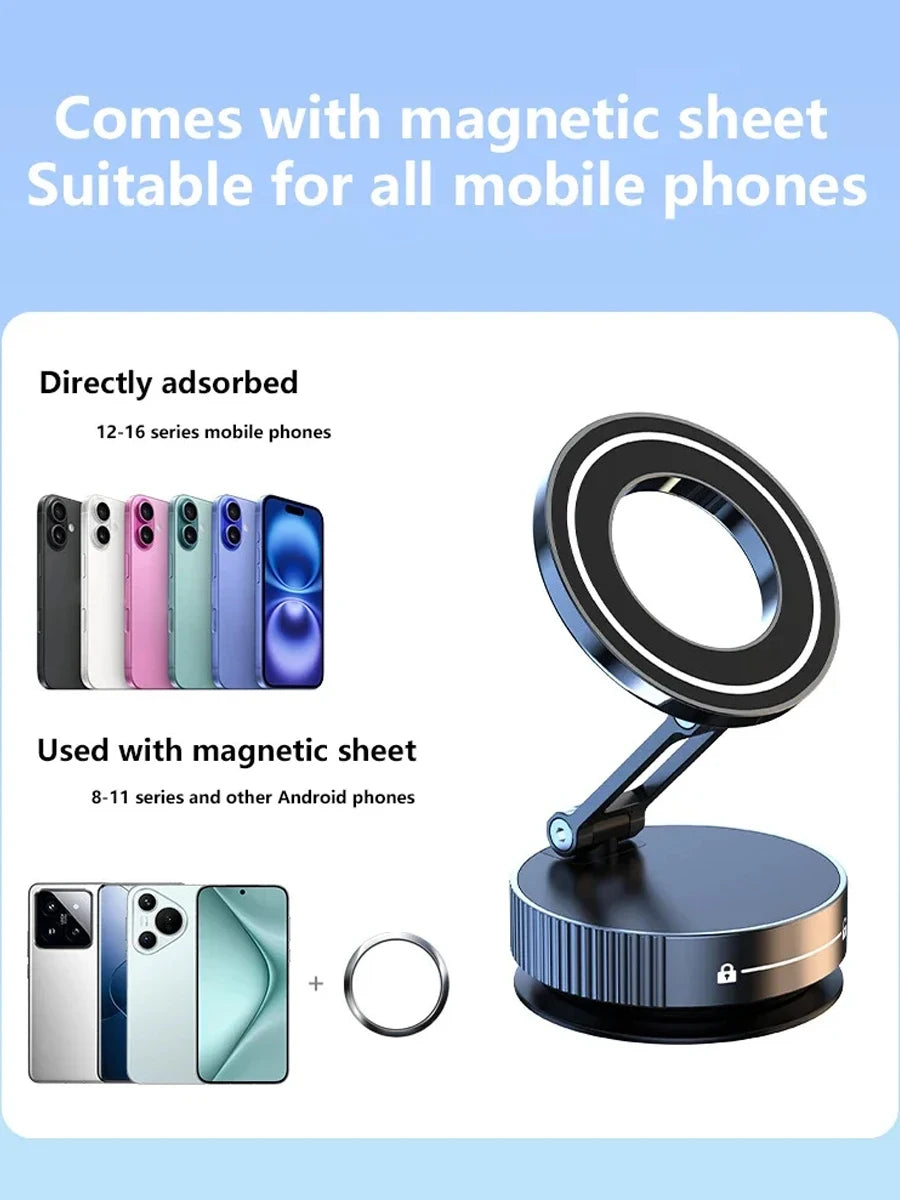 Magnetic Car Phone Mount - Suction Cup with Foldable Stand