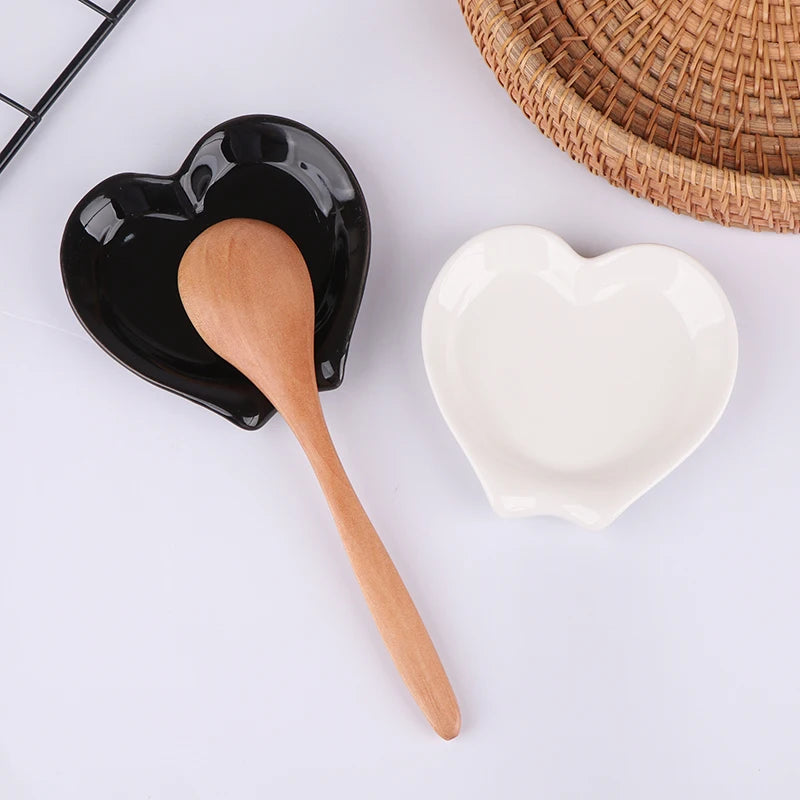 Ceramic Spoon Rest - Heart Shaped Kitchen Utensil Holder