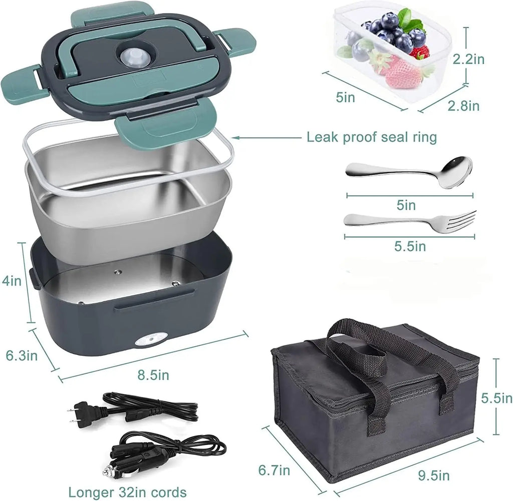 Electric Lunch Box Food Warmer - 1.5L Portable Heater for Car & Home