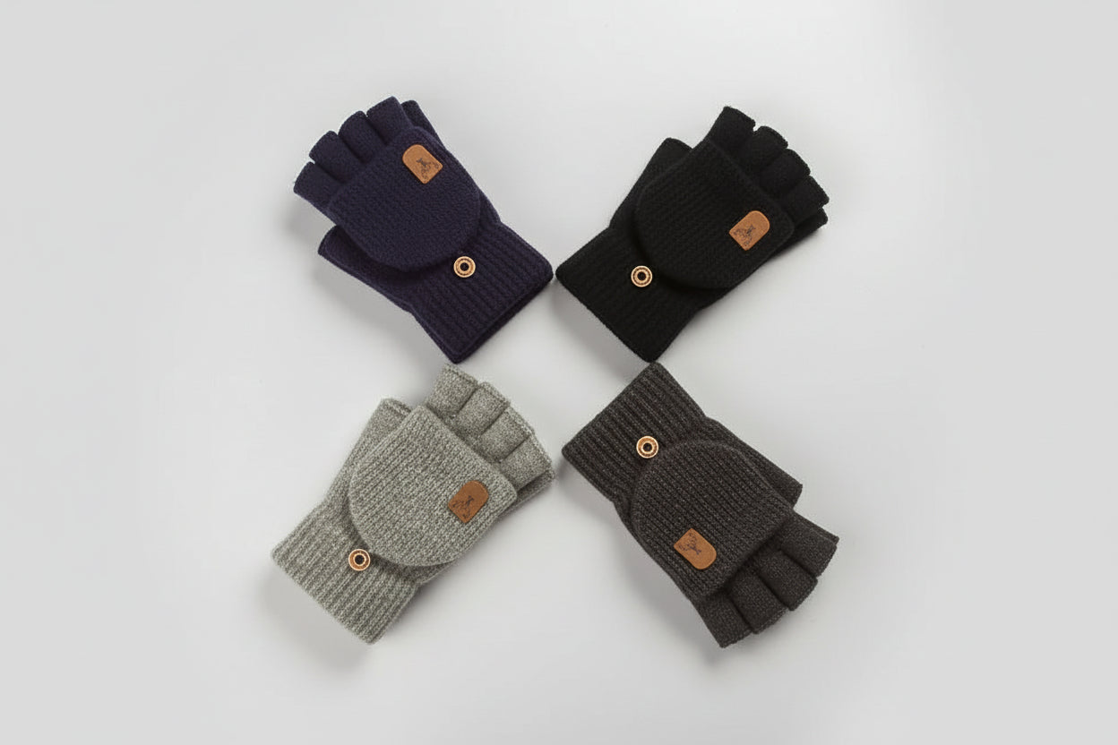 Unisex Knitted Fingerless Gloves - Winter Hand Warmers