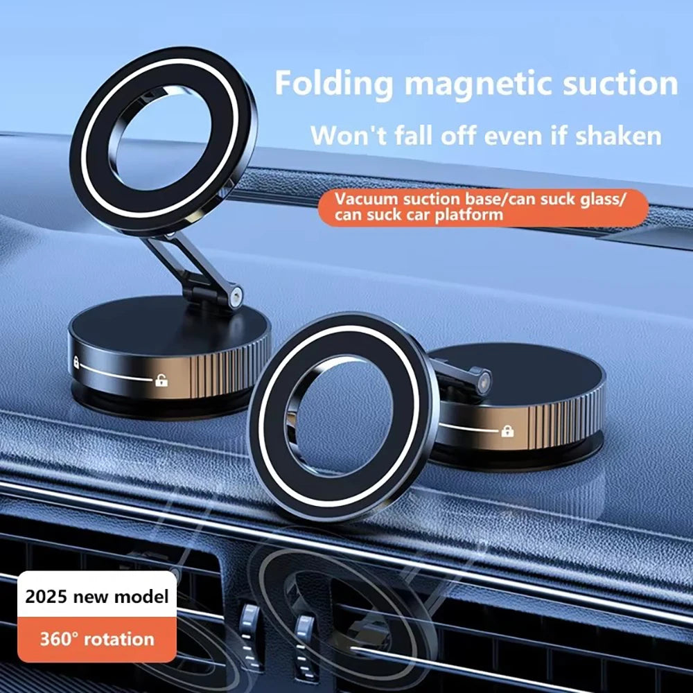 Magnetic Car Phone Mount - Suction Cup with Foldable Stand