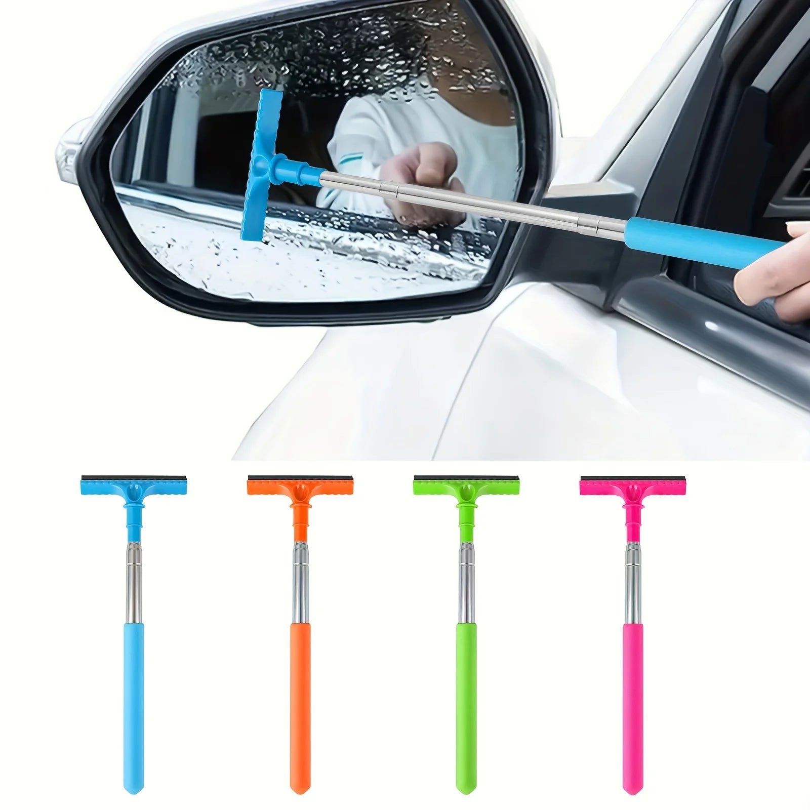 Portable Car Window Scraper with Sponge & Extendable Brush